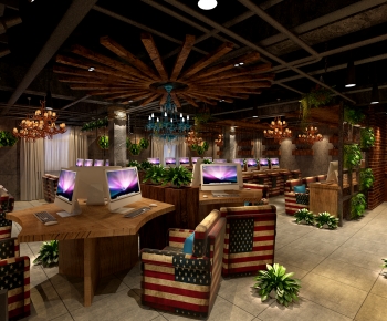 Industrial Style Retro Style Internet Cafe-ID:604856017