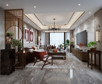 New Chinese Style A Living Room-ID:581934938