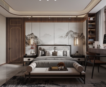 New Chinese Style Bedroom-ID:740859994