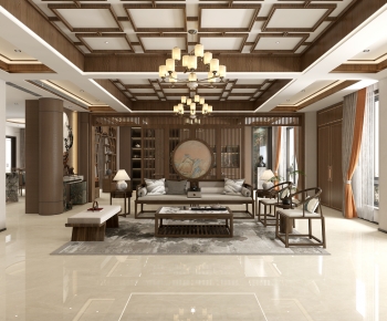 New Chinese Style A Living Room-ID:882061963