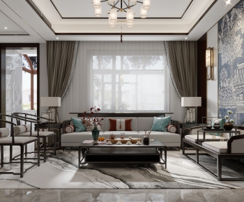 New Chinese Style A Living Room-ID:101120594