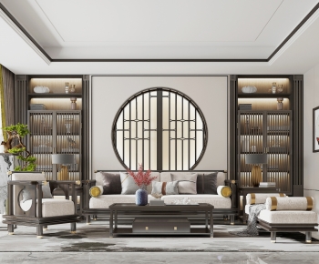 New Chinese Style A Living Room-ID:946250921