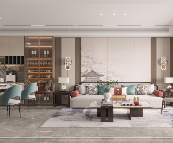 New Chinese Style A Living Room-ID:855081158