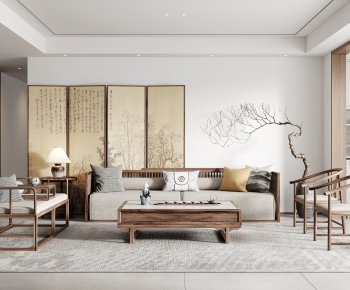 New Chinese Style A Living Room-ID:442198991