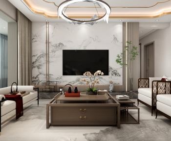 New Chinese Style A Living Room-ID:900439988