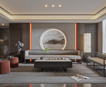 New Chinese Style A Living Room-ID:698380586