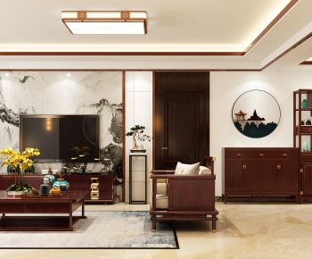 New Chinese Style A Living Room-ID:191998009