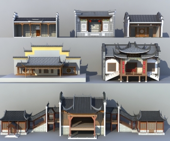 中式徽派建筑风格戏台-ID:768815993