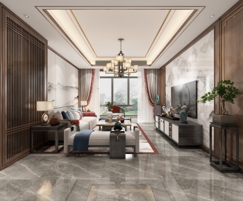 New Chinese Style A Living Room-ID:914100894