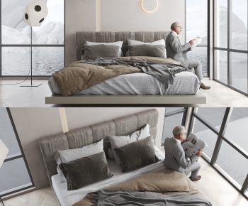 Modern Double Bed-ID:954993016