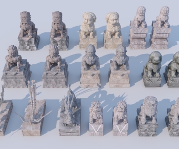 中式石狮子 雕塑小品-ID:243313075