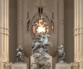 欧式古典教堂雕塑-ID:883023985