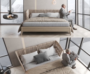 Modern Double Bed-ID:886651046