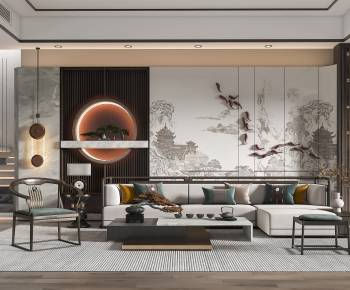 New Chinese Style A Living Room-ID:158931975