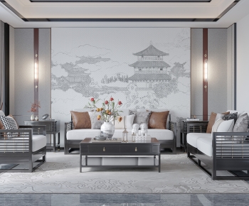 New Chinese Style A Living Room-ID:293339976