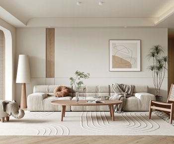 Nordic Style Wabi-sabi Style A Living Room-ID:865430125