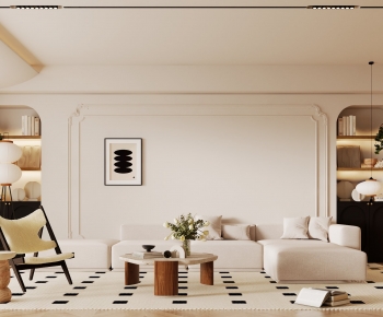 Modern French Style Wabi-sabi Style A Living Room-ID:261002065