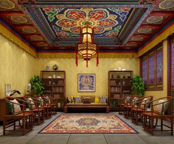 New Chinese Style A Living Room-ID:928030975