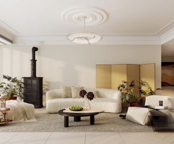 Modern Wabi-sabi Style A Living Room-ID:991839899
