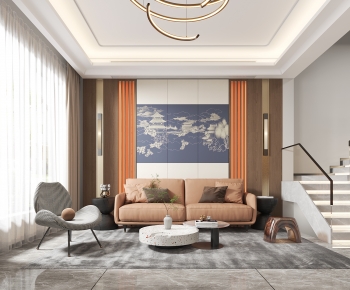 New Chinese Style A Living Room-ID:559310912
