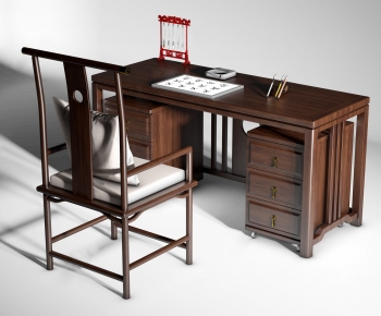 New Chinese Style Computer Desk And Chair-ID:967947013