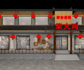 New Chinese Style Facade Element-ID:239053018