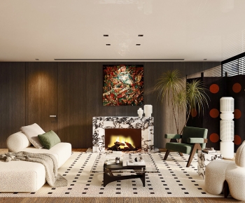 Modern Wabi-sabi Style A Living Room-ID:255281932
