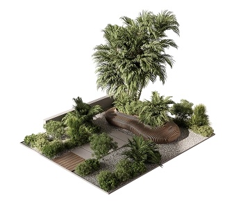现代露台绿植园艺景观3D模型
