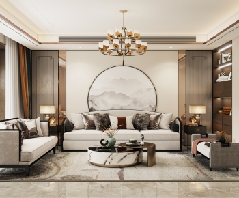 New Chinese Style A Living Room-ID:863178974