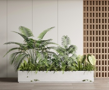 现代植物堆、花箱盆景3D模型