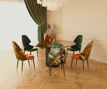 French Style Dining Table And Chairs-ID:211838011