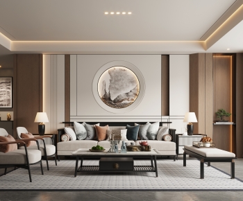 New Chinese Style A Living Room-ID:104955918