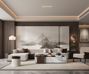 New Chinese Style A Living Room-ID:682341106