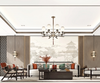 New Chinese Style A Living Room-ID:451349971