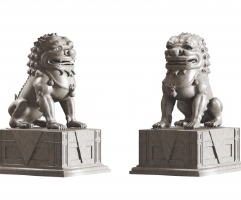 新中式石狮子雕塑-ID:927751143