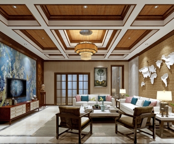 New Chinese Style A Living Room-ID:411432985