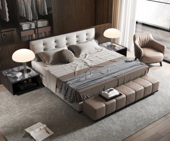 Modern Double Bed-ID:805157902