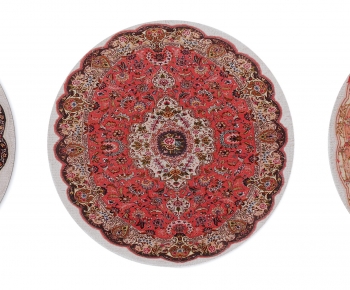 欧式红色圆形地毯-ID:339652061