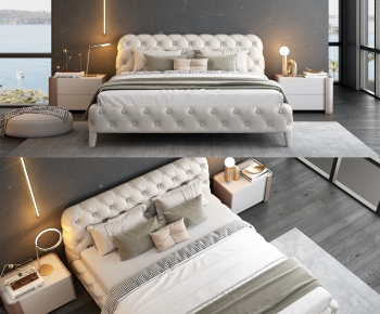 Simple European Style Double Bed-ID:602986104