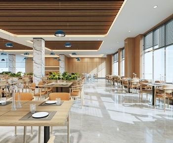 现代员工食堂餐厅3D模型