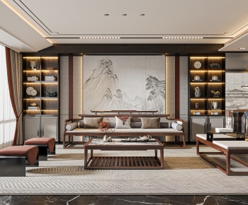 New Chinese Style A Living Room-ID:190057995