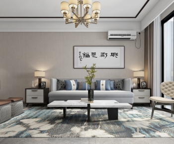 New Chinese Style A Living Room-ID:512305973