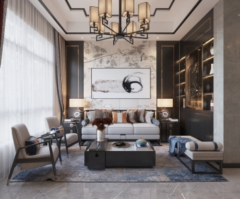 New Chinese Style A Living Room-ID:124335052