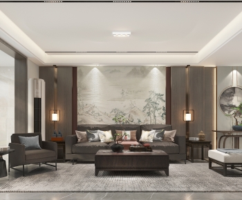 New Chinese Style A Living Room-ID:508833897