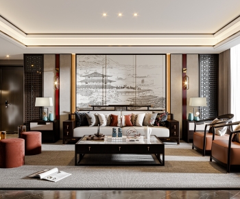 New Chinese Style A Living Room-ID:813965086