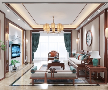 New Chinese Style A Living Room-ID:247610097