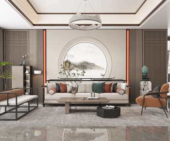 New Chinese Style A Living Room-ID:849189841