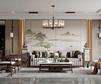 New Chinese Style A Living Room-ID:844850062