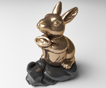 现代兔子雕塑摆件-ID:718724015