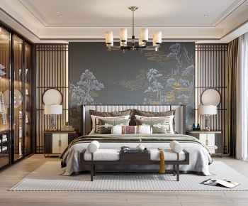New Chinese Style Bedroom-ID:667475942